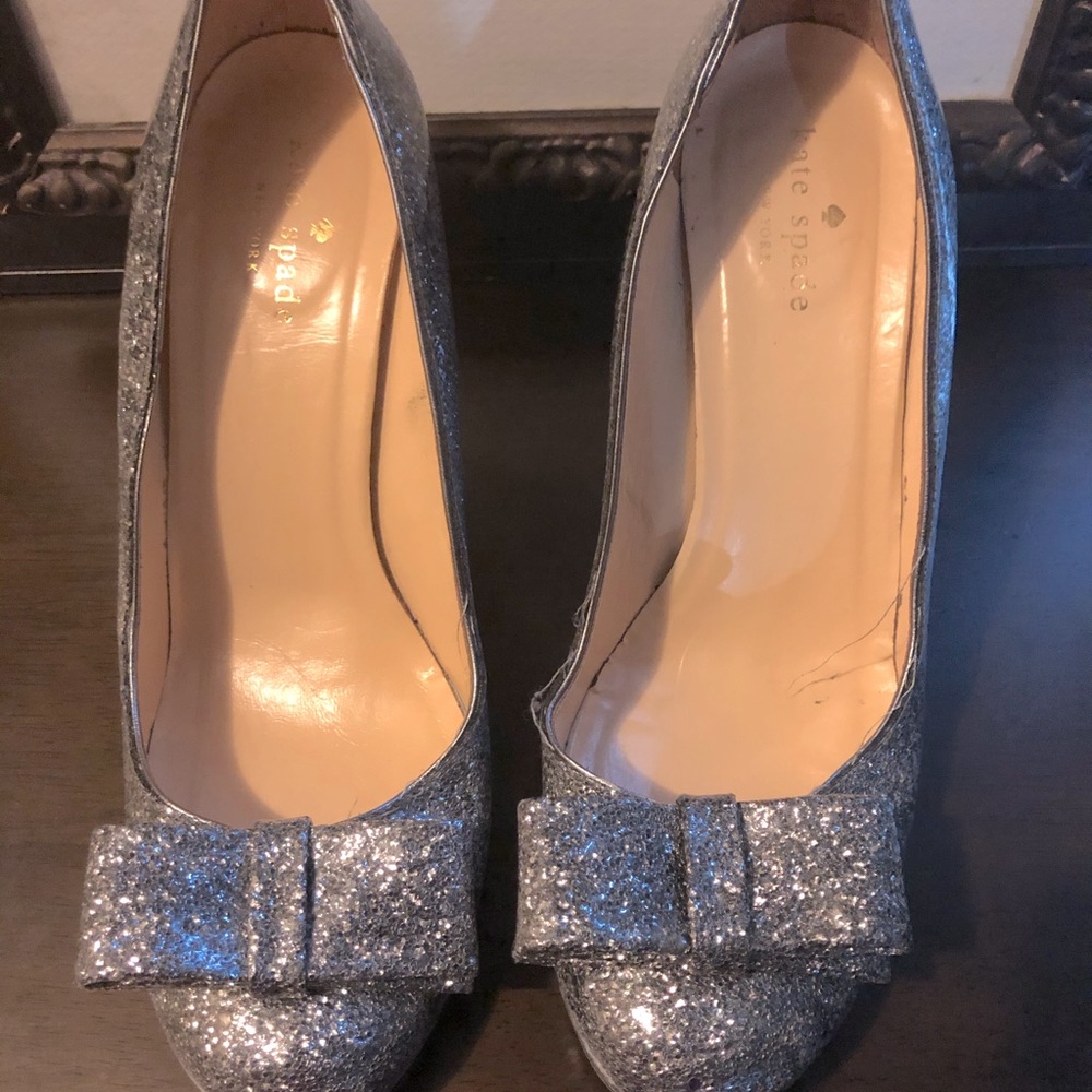 Kate Spade Metallic Krysta Glitter Bow Pumps